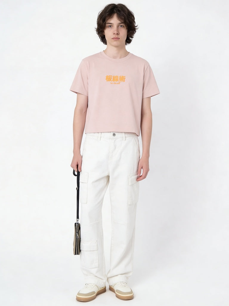 Boys Stone Japanese Graphic Printed Cotton T-Shirt
