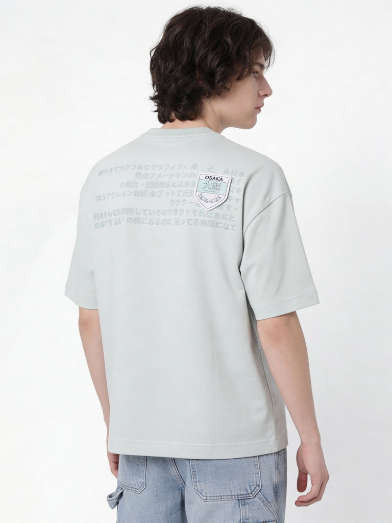 Boys Lime Printed Cotton T-Shirt