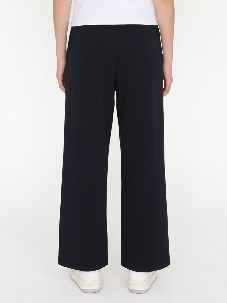 Girls Black Piping Detail Wide-Leg Cotton-Blend Track Pants
