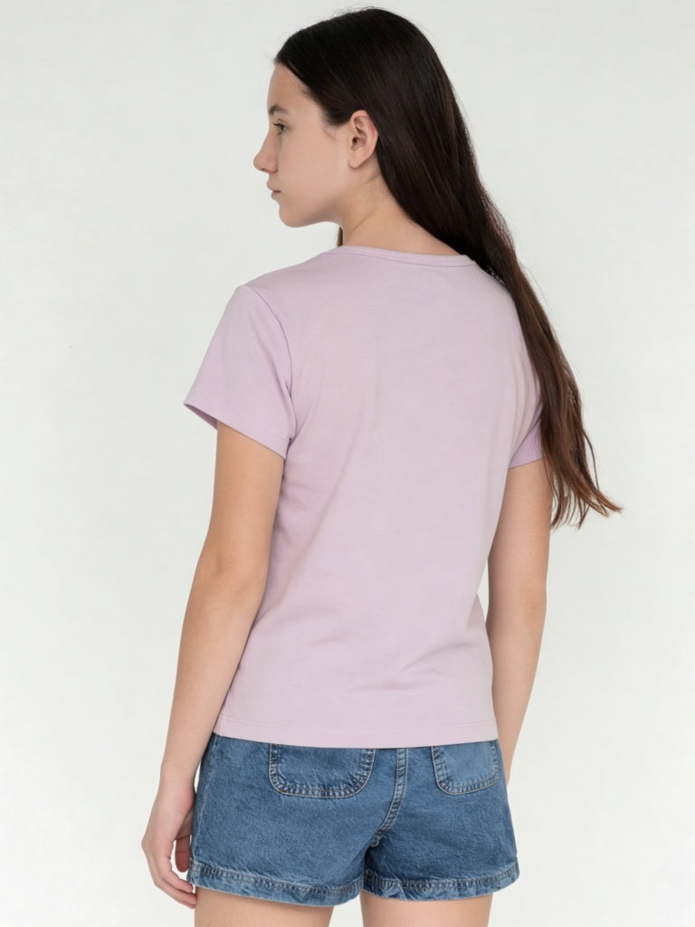 Girls Pink Graphic Print Cotton-Blend T-Shirt