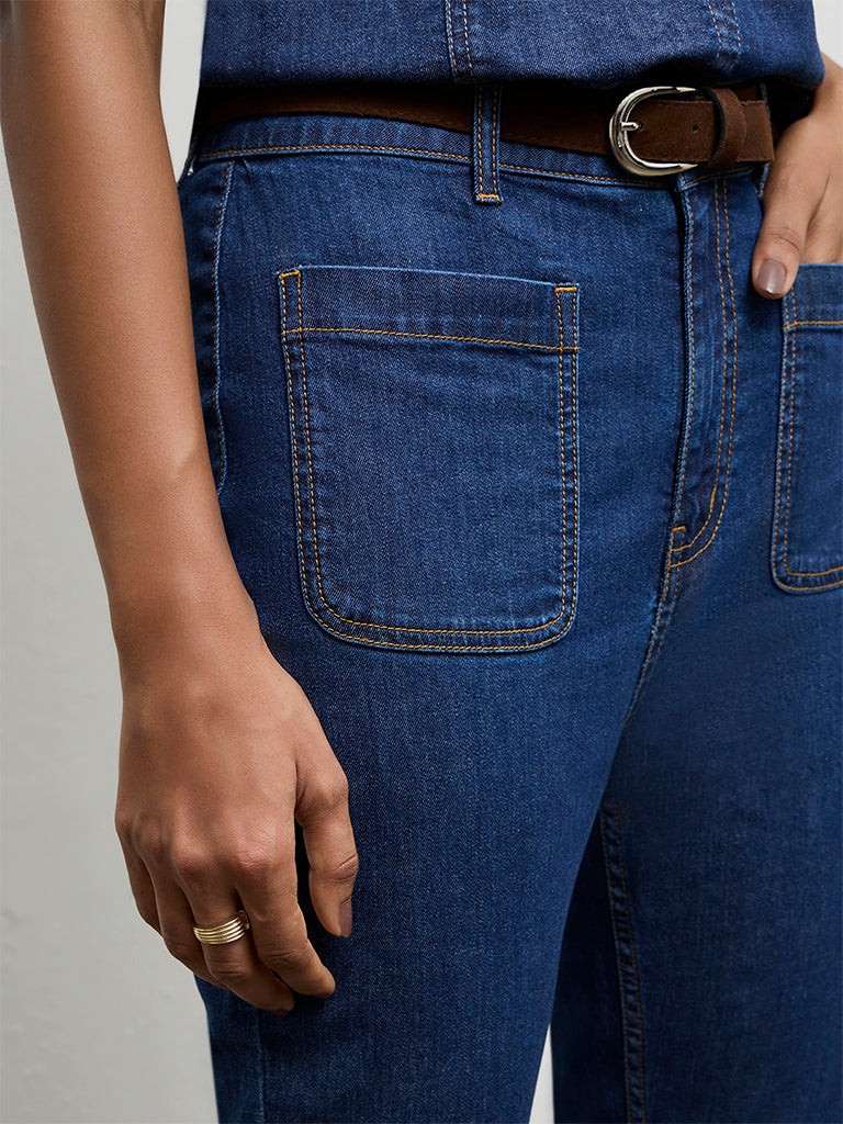 LOV Blue High-Rise Flared Jeans with Belt