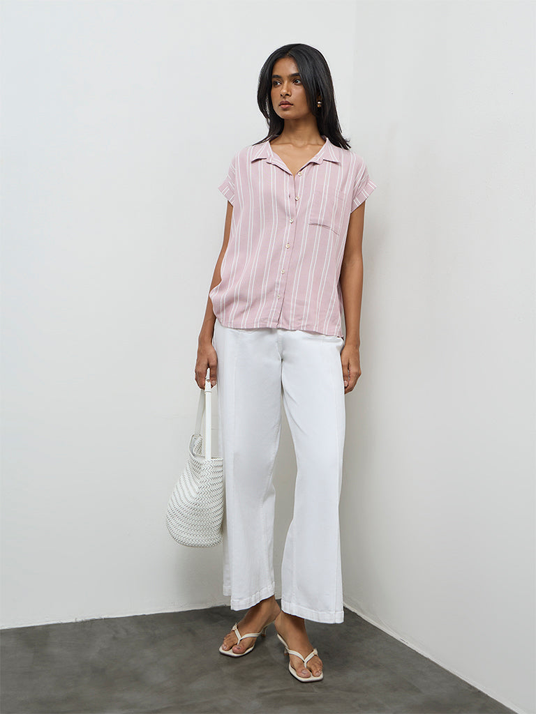 LOV Dusty Pink Striped Cotton Shirt