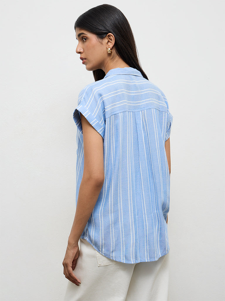 LOV Blue Striped Cotton Shirt