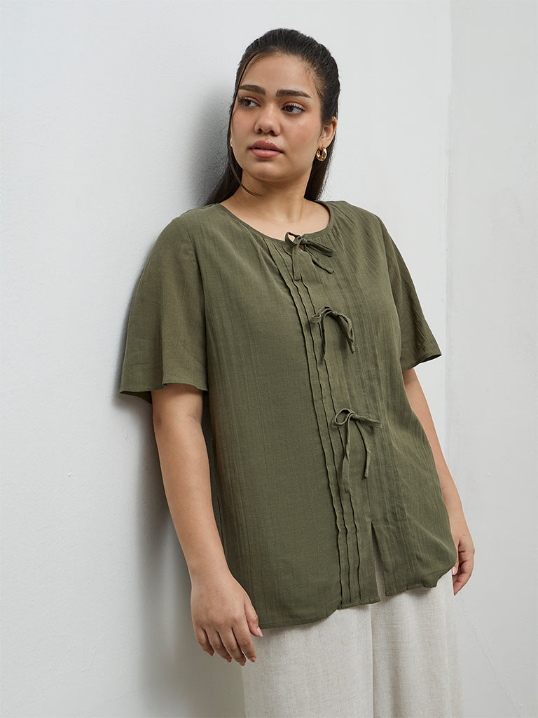 Gia Olive Pintuck Detailed Blouse