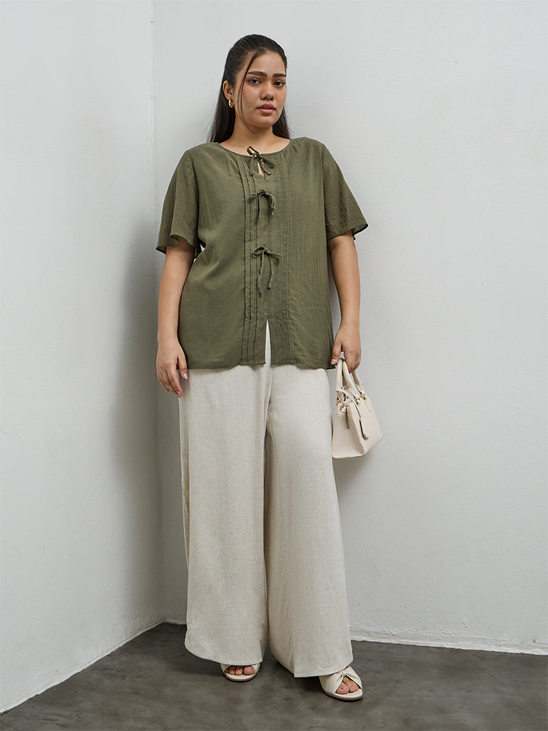 Gia Olive Pintuck Detailed Blouse