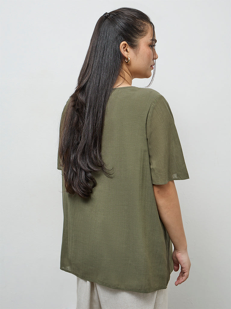 Gia Olive Pintuck Detailed Blouse