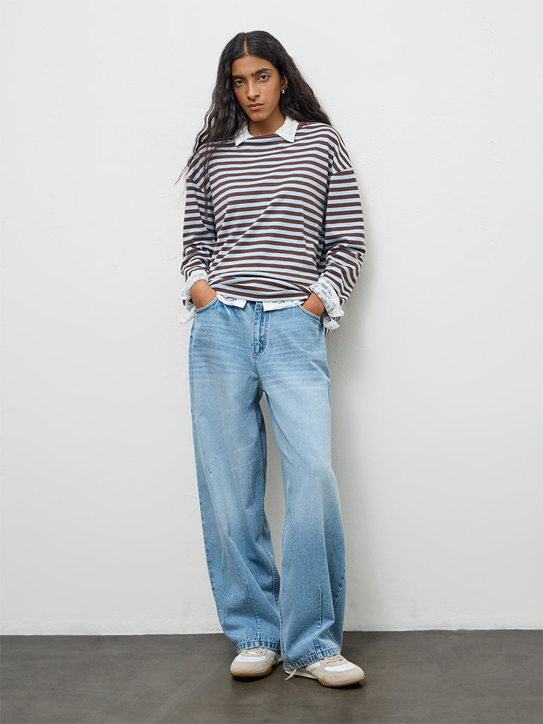 Nuon Light Blue Washed High-Rise Jeans