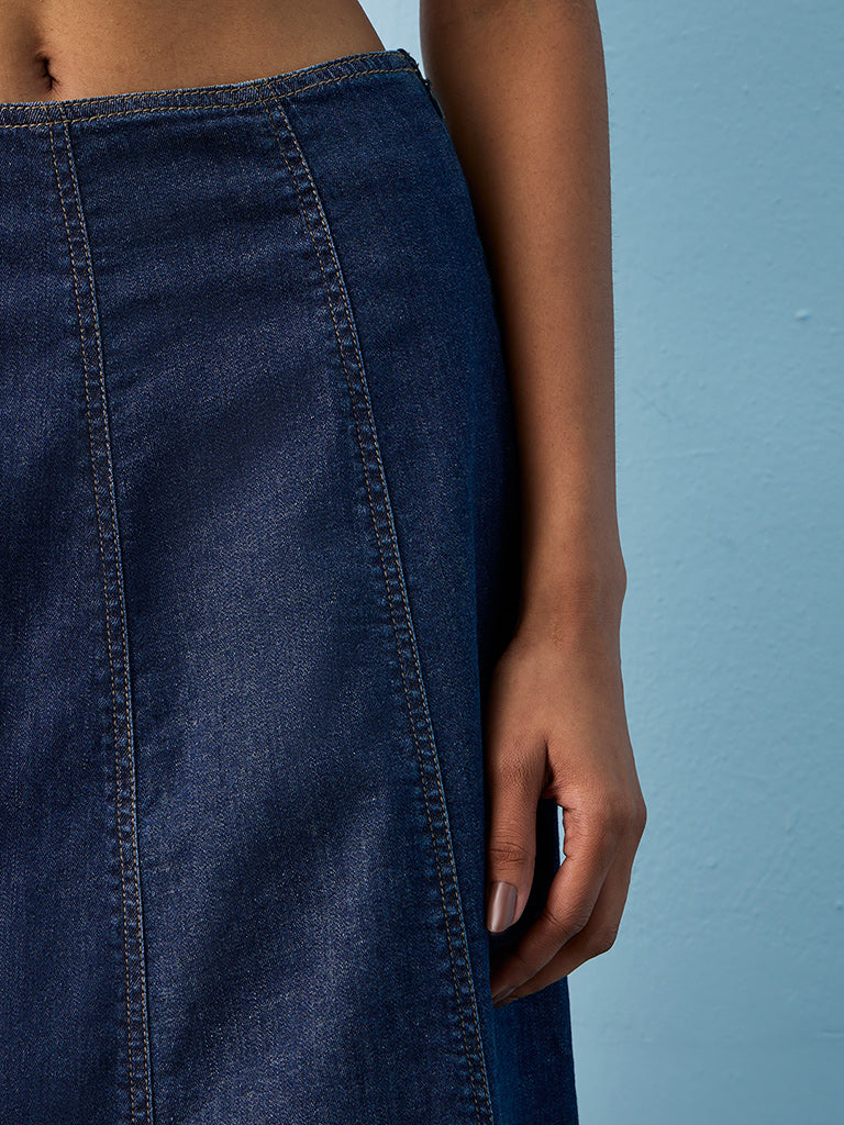 LOV Dark Blue High-Rise Denim Skirt