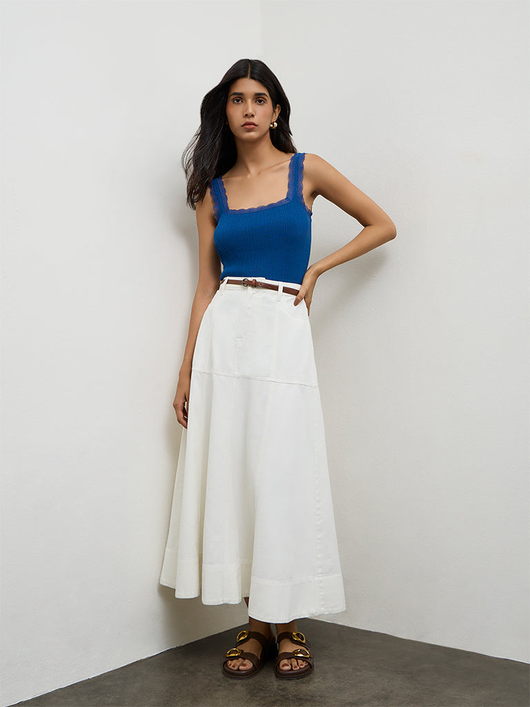 LOV Off-White High-Rise Cotton Skirt