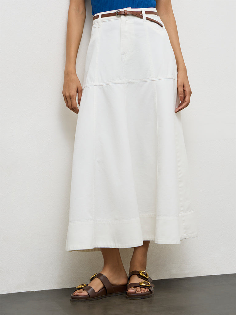 LOV Off-White High-Rise Cotton Skirt
