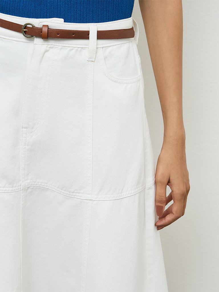 LOV Off-White High-Rise Cotton Skirt
