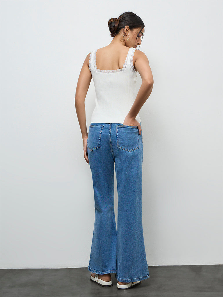LOV Blue Mid-Wash High-Rise Flared Jeans
