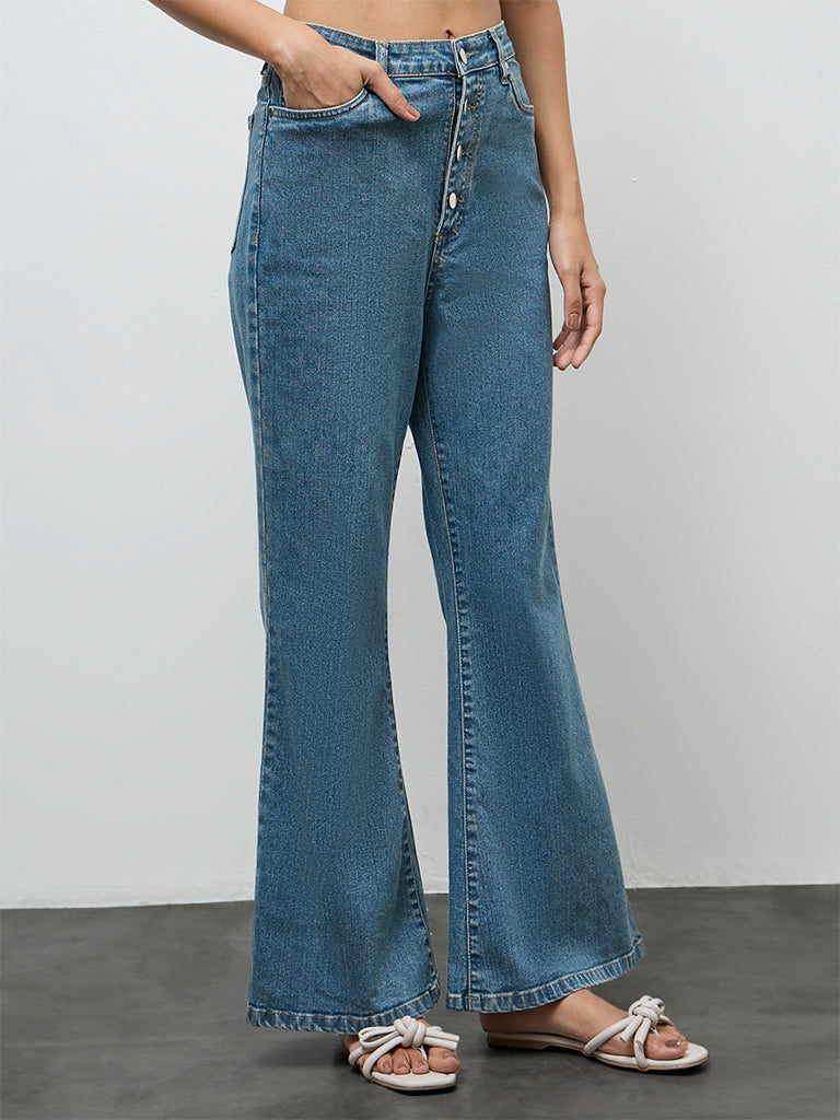 LOV Blue High-Rise Flared Jeans