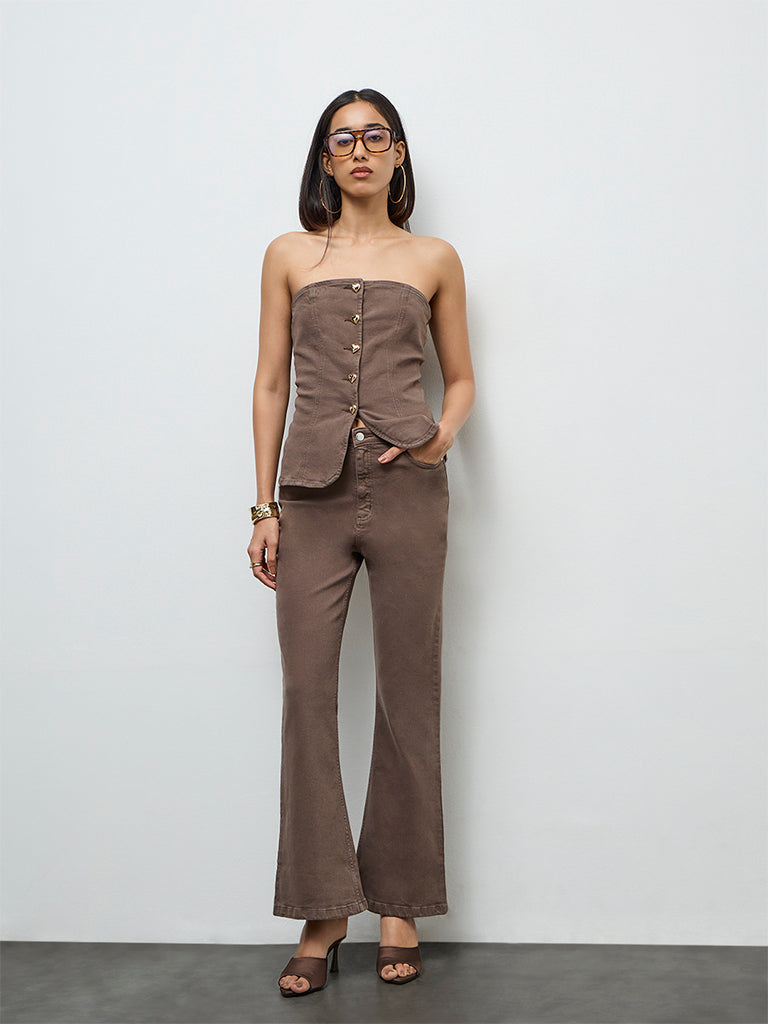 LOV Dark Brown High-Rise Jeans