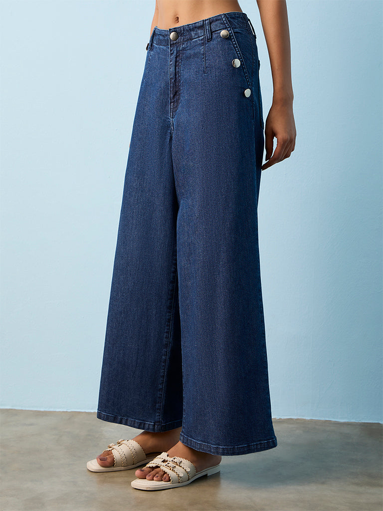 LOV Blue Button-Detailed High-Rise Jeans