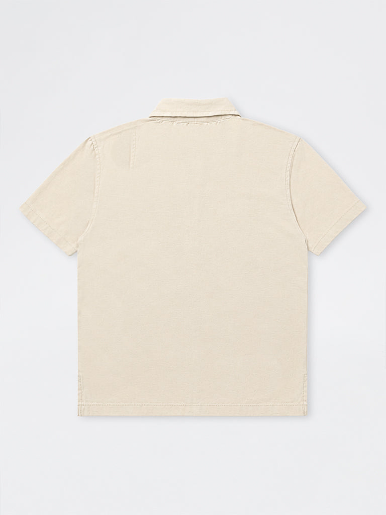 Boys Light Taupe Embroidered Cotton Shirt
