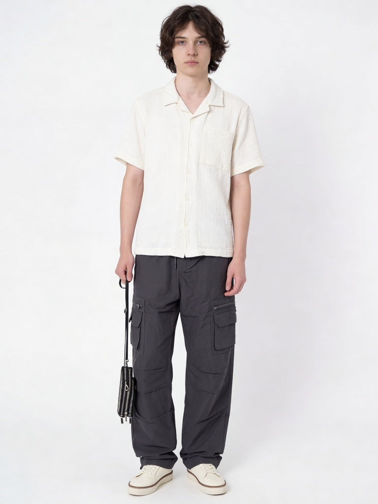 Boys Off-White Textured Cotton Shirt