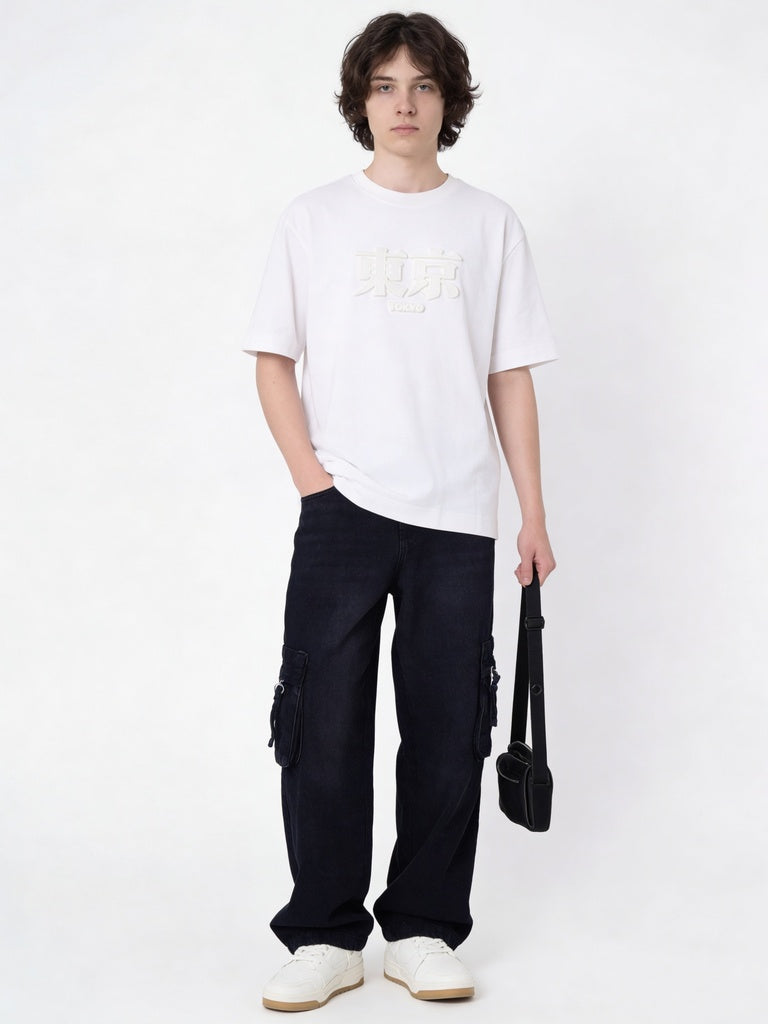 Boys Off-White Embossed Cotton T-Shirt