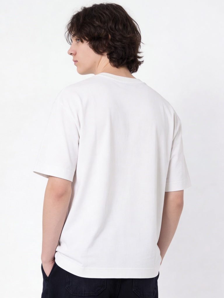 Boys Off-White Embossed Cotton T-Shirt
