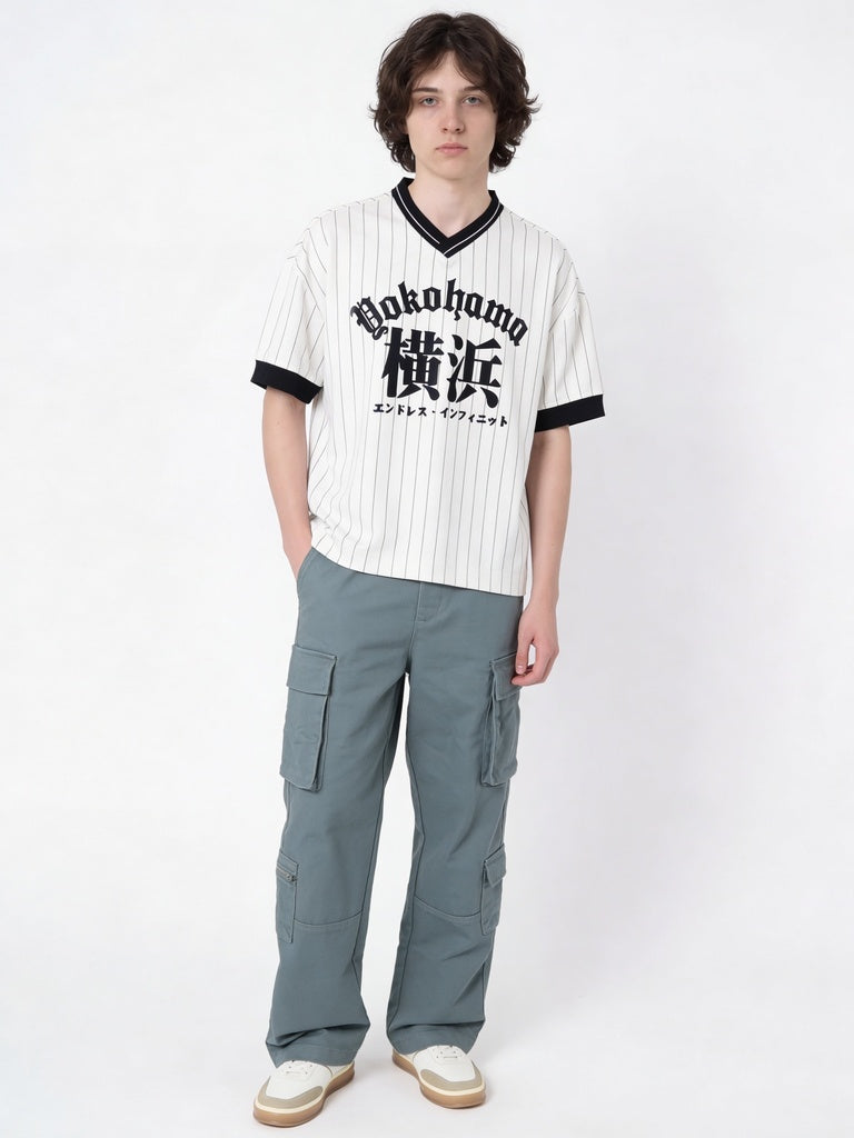Boys Off-White Pinstriped Cotton-Blend T-Shirt
