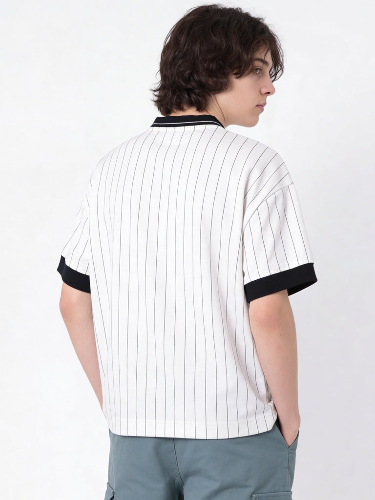 Boys Off-White Pinstriped Cotton-Blend T-Shirt