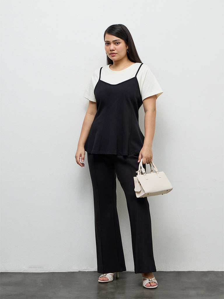 Gia Black Double-Layered Cotton T-Shirt