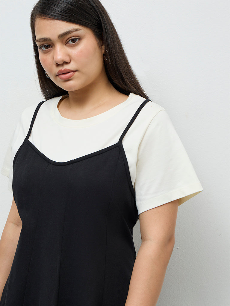 Gia Black Double-Layered Cotton T-Shirt