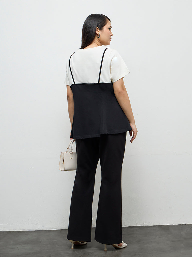 Gia Black Double-Layered Cotton T-Shirt