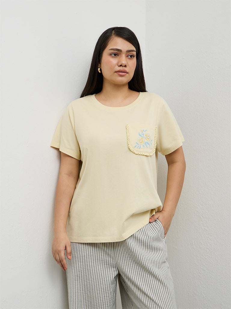 Gia Cream Embroidered Cotton T-Shirt