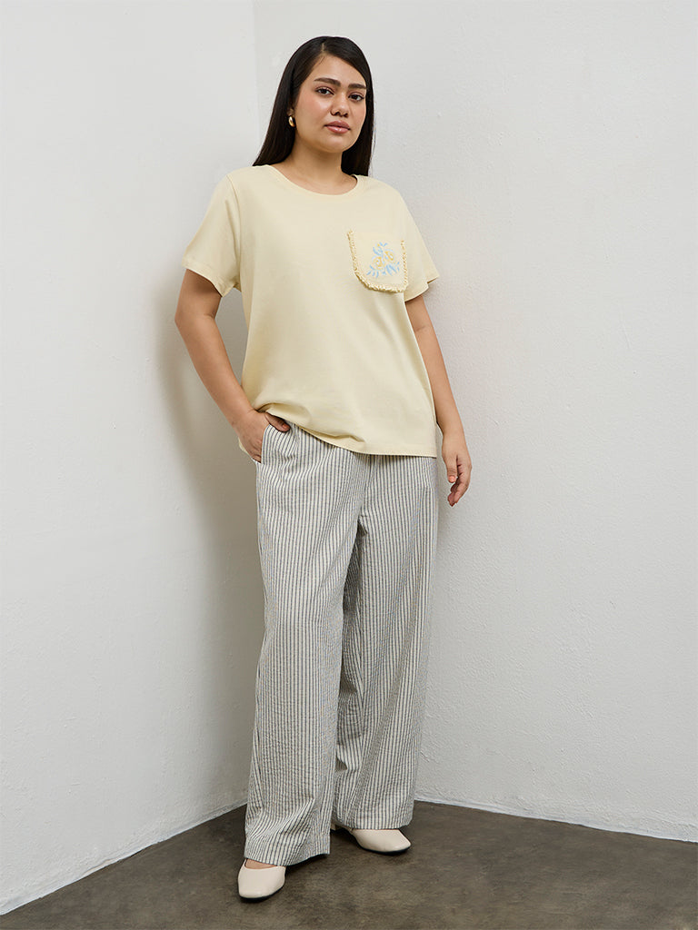 Gia Cream Embroidered Cotton T-Shirt
