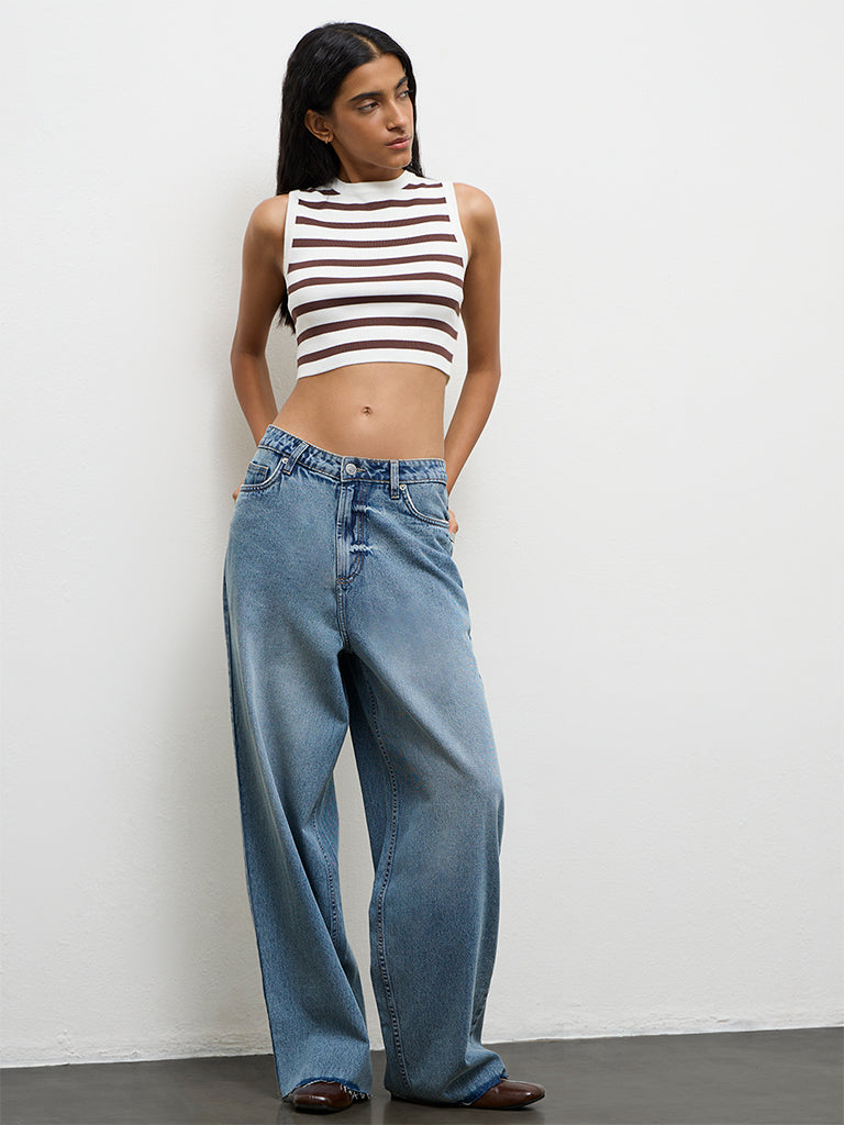 Nuon Off-White Striped Top