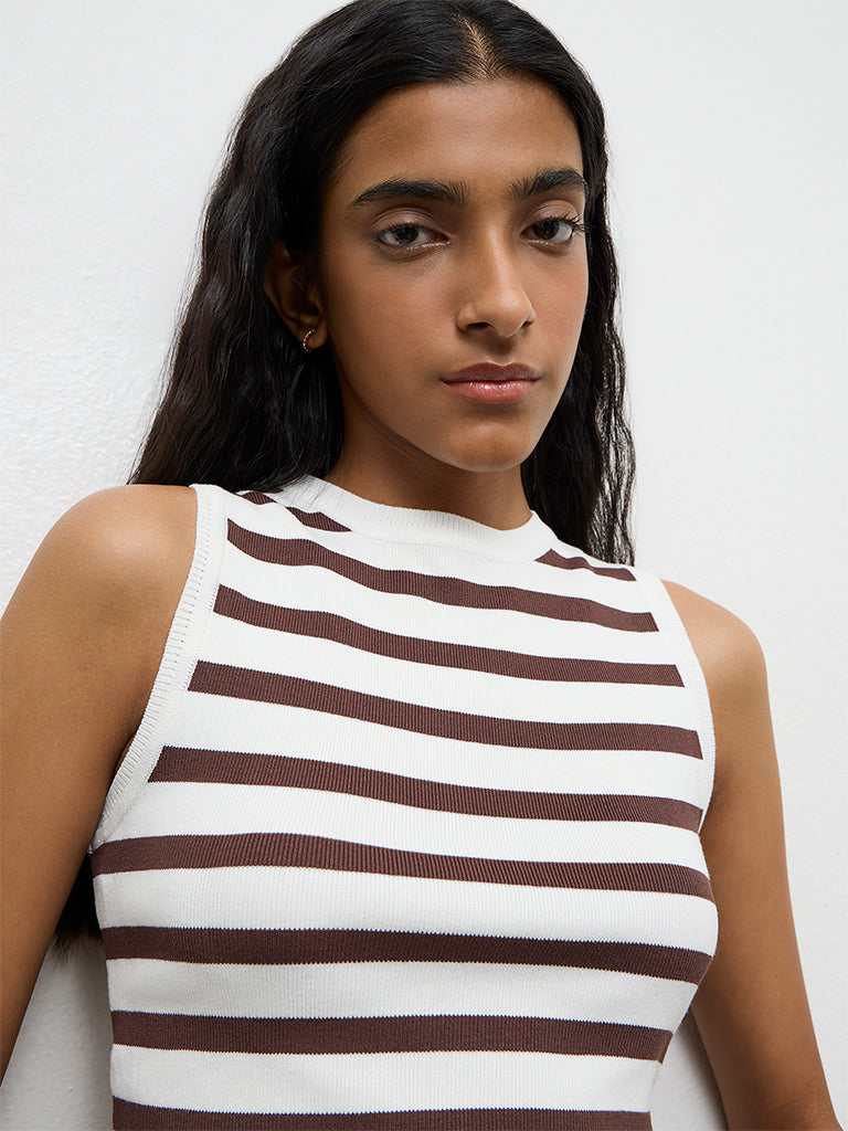 Nuon Off-White Striped Top