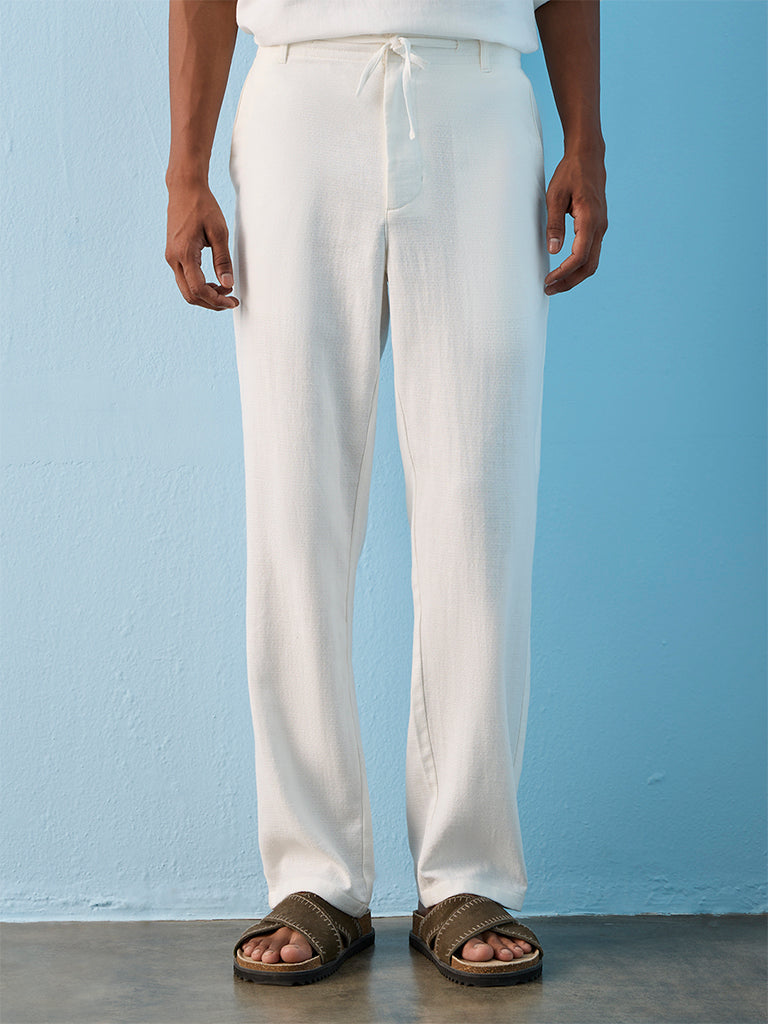 ETA Off-White Cotton-Blend Relaxed-Fit Mid-Rise Chinos