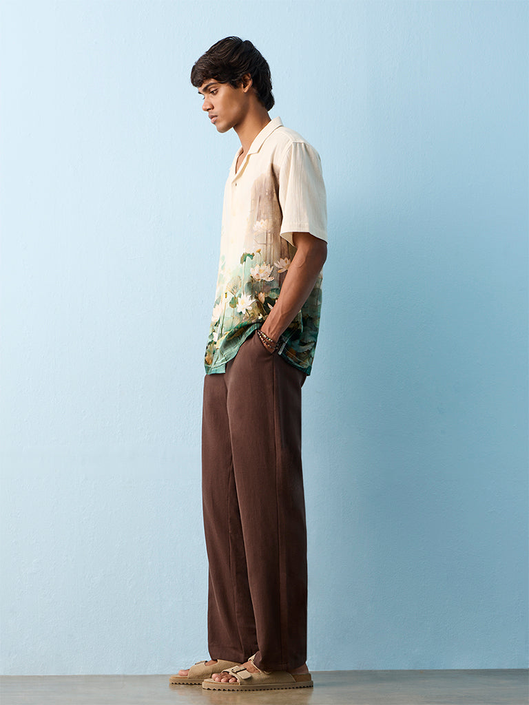 ETA Dark Brown Relaxed-Fit Mid-Rise Cotton-Blend Chinos