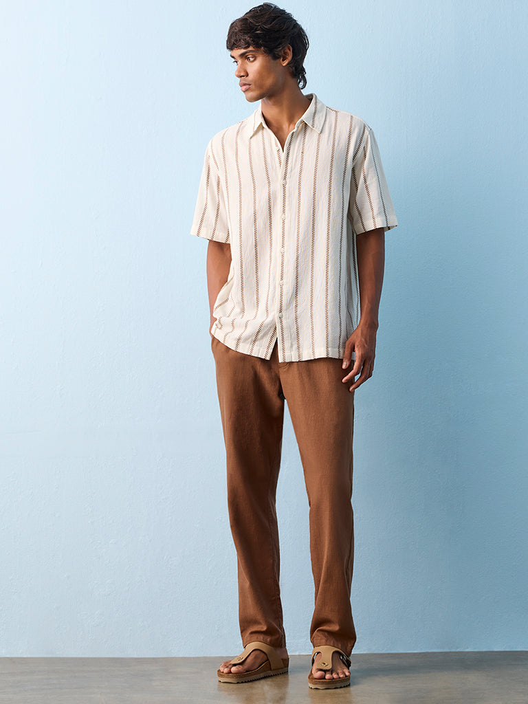 ETA Off-White Striped Relaxed-Fit Cotton Shirt