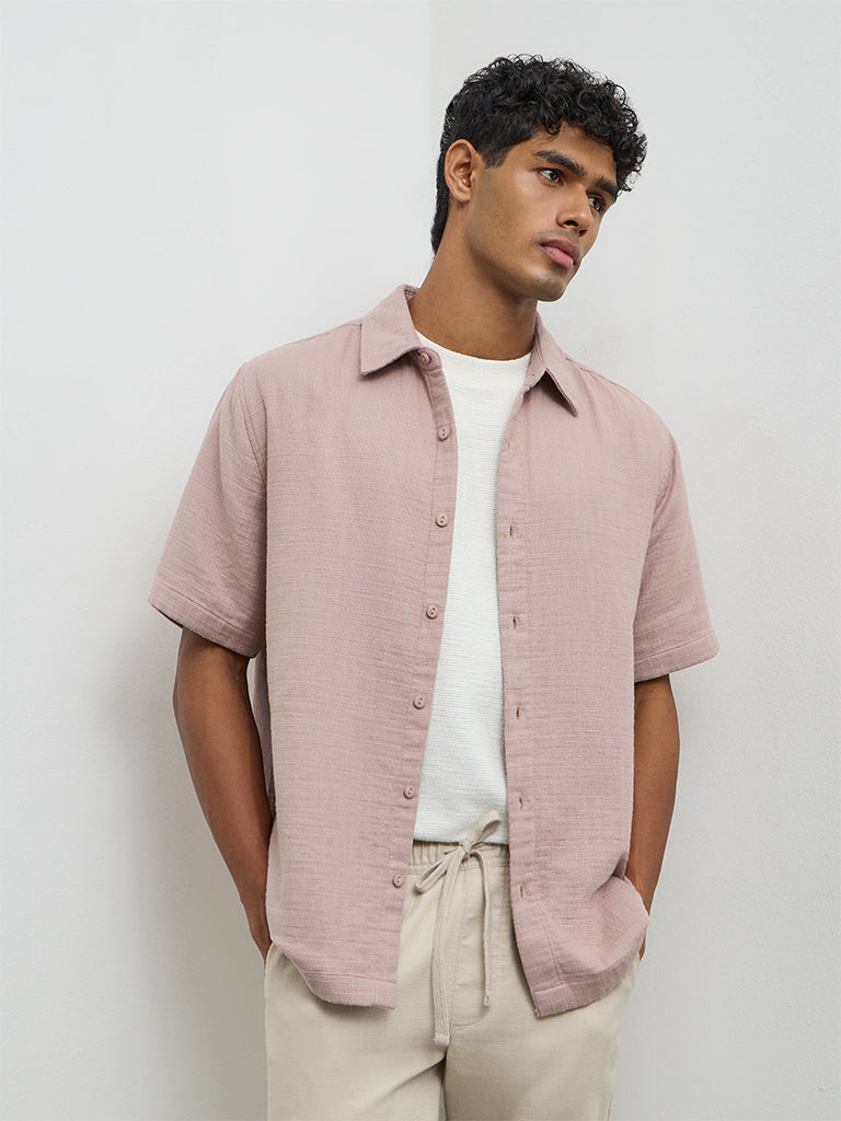 ETA Dusty Pink Relaxed-Fit Cotton Shirt