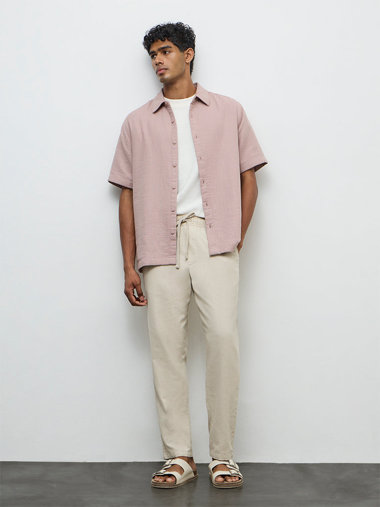ETA Dusty Pink Relaxed-Fit Cotton Shirt