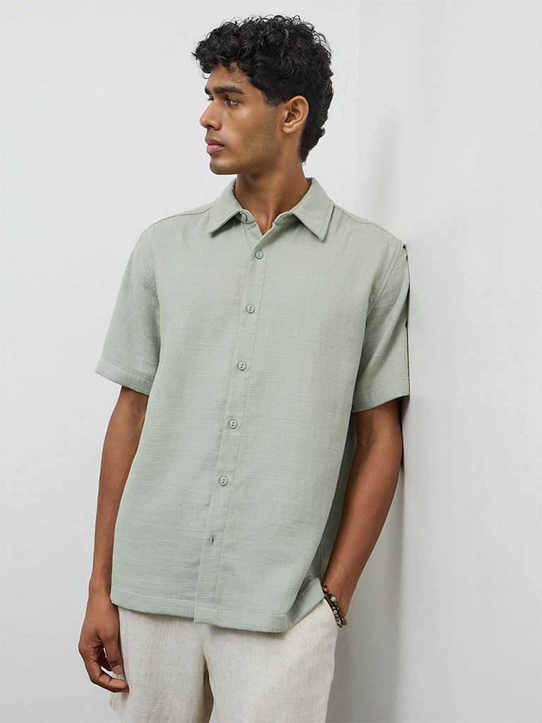 ETA Light Sage Relaxed-Fit Cotton Shirt