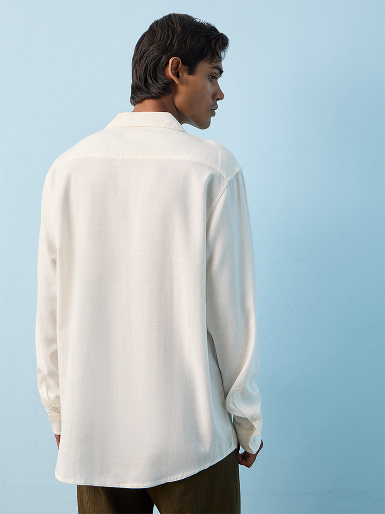 ETA Off-White Floral Printed Relaxed-Fit Shirt
