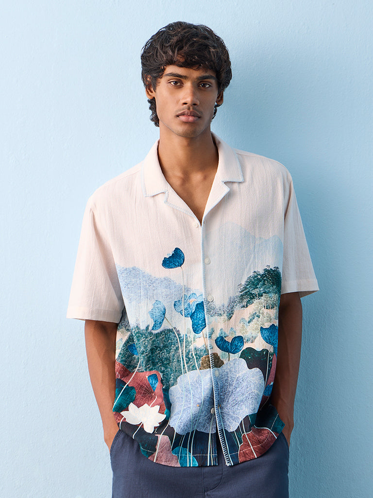ETA Off-White Graphic Printed Relaxed-Fit Cotton Shirt