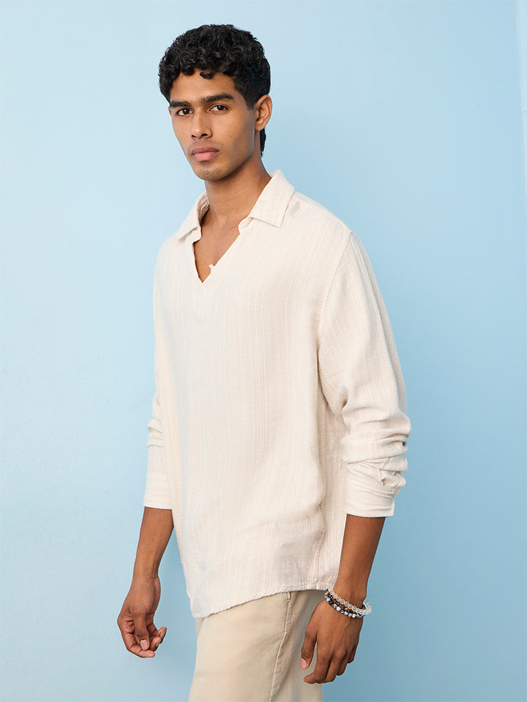 ETA Off-White Self-Striped Relaxed-Fit Shirt