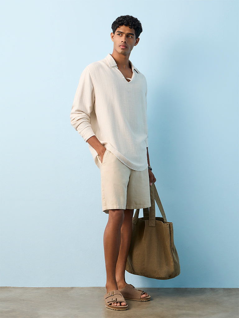 ETA Off-White Self-Striped Relaxed-Fit Shirt