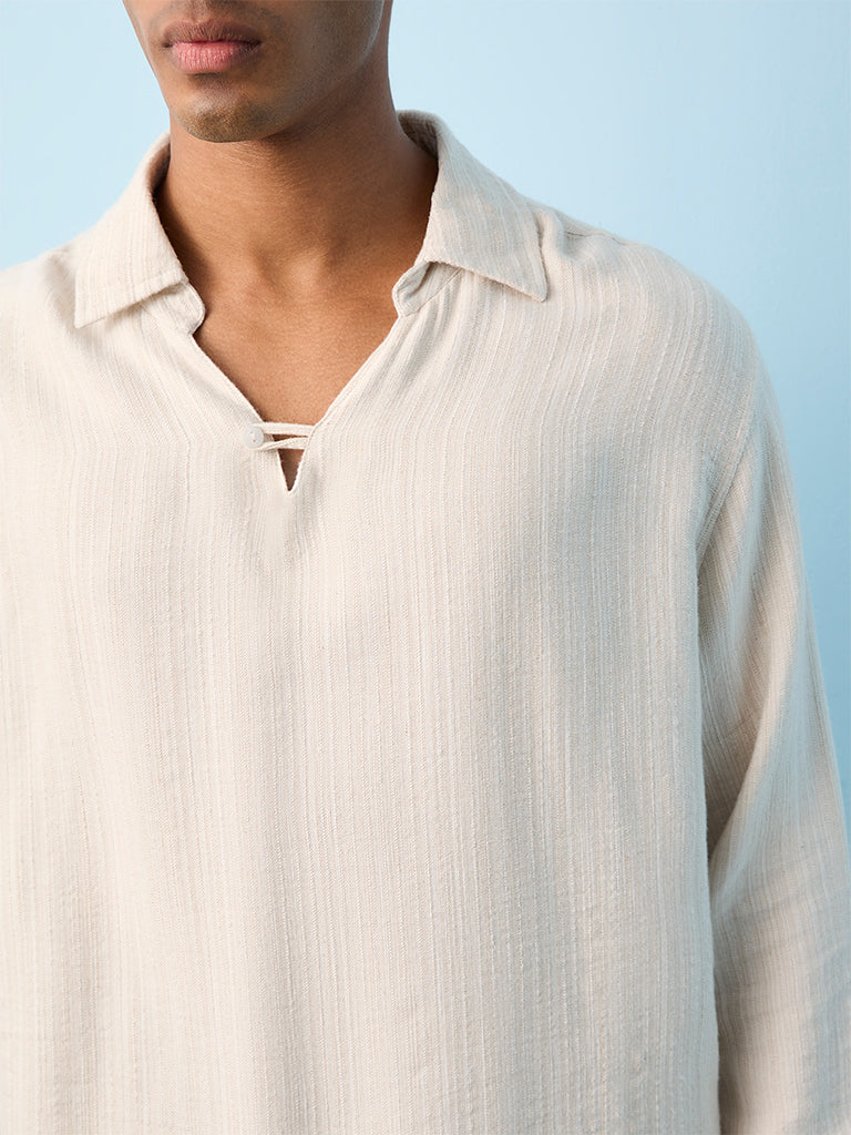 ETA Off-White Self-Striped Relaxed-Fit Shirt