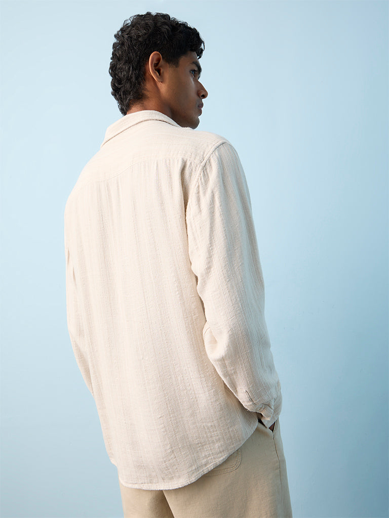 ETA Off-White Self-Striped Relaxed-Fit Shirt