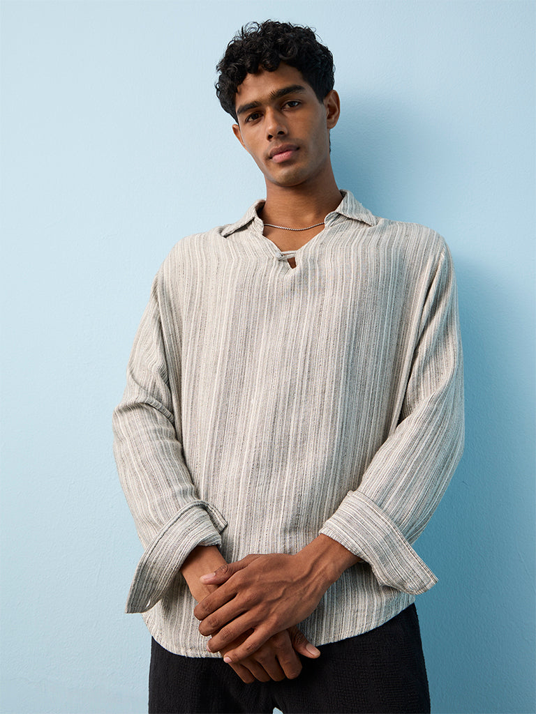 ETA Olive Striped Relaxed-Fit Shirt