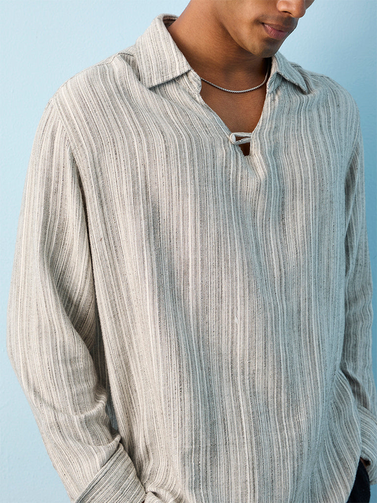ETA Olive Striped Relaxed-Fit Shirt