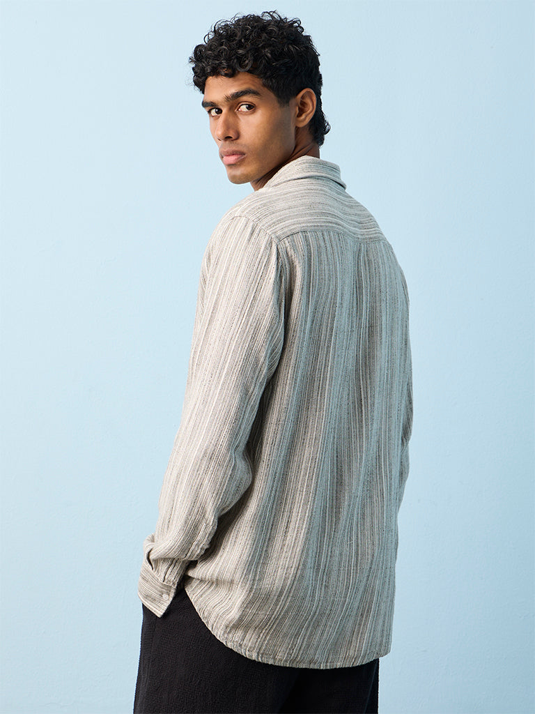 ETA Olive Striped Relaxed-Fit Shirt