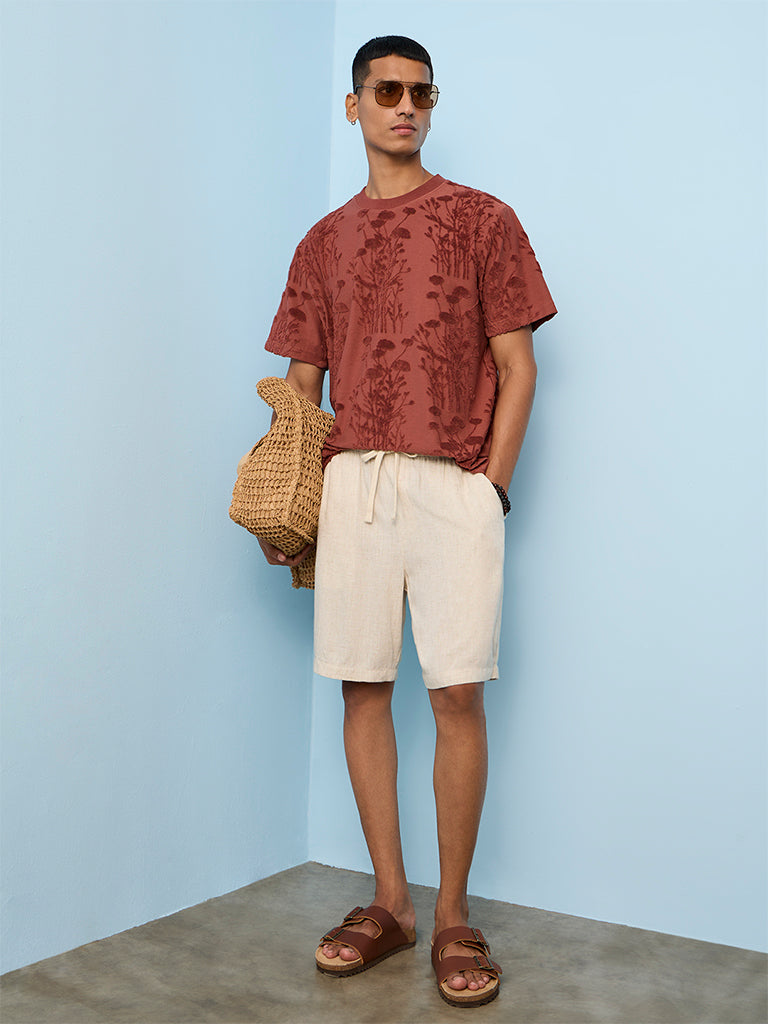 ETA Coral Botanical Textured Relaxed-Fit Cotton-Blend T-Shirt