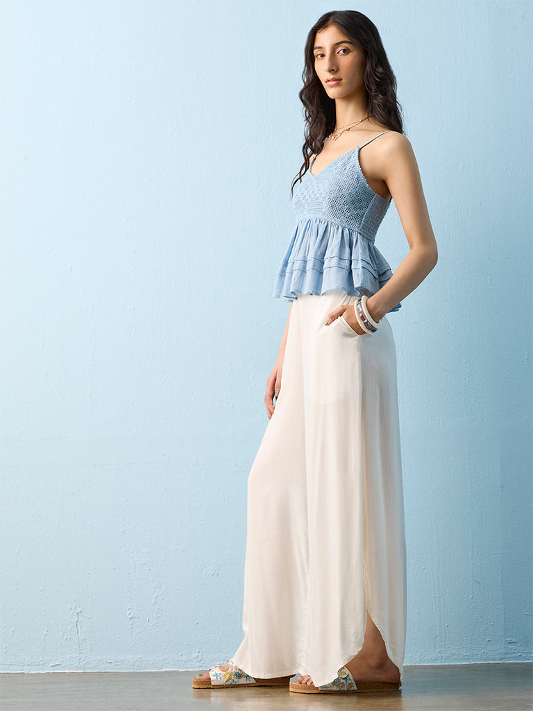 Bombay Paisley Off-White High-Rise Palazzos