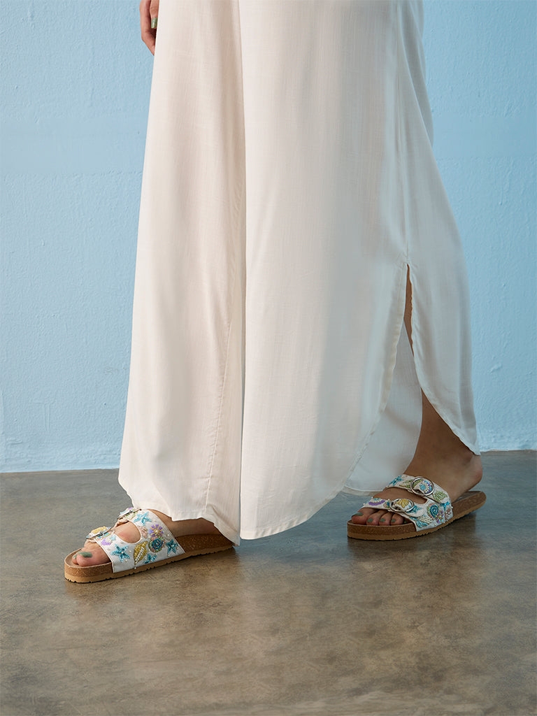 Bombay Paisley Off-White High-Rise Palazzos